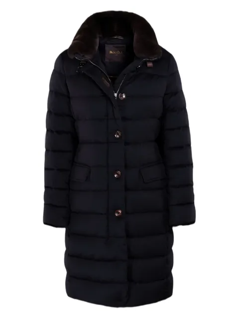 Moorer quilted faux fur-collar coat