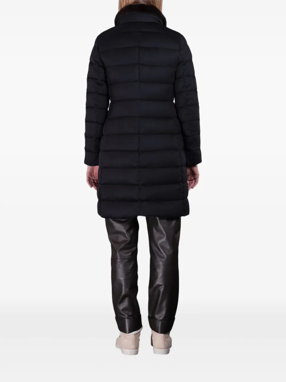 Moorer Gewatteerde jas met kraag van imitatiebont Blauw