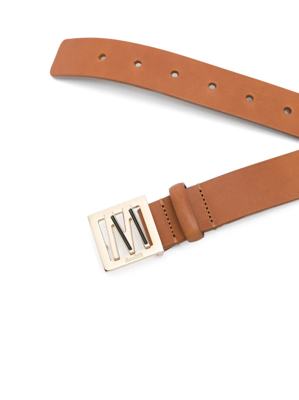 Moorer logo buckle-fastening leather belt - Bruin