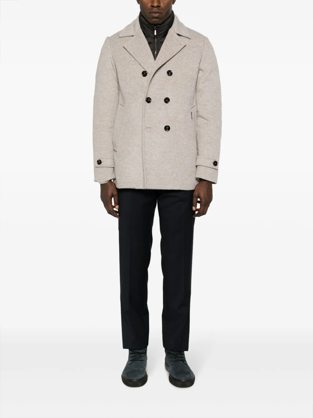 Moorer double-breasted knitted jacket - Grijs