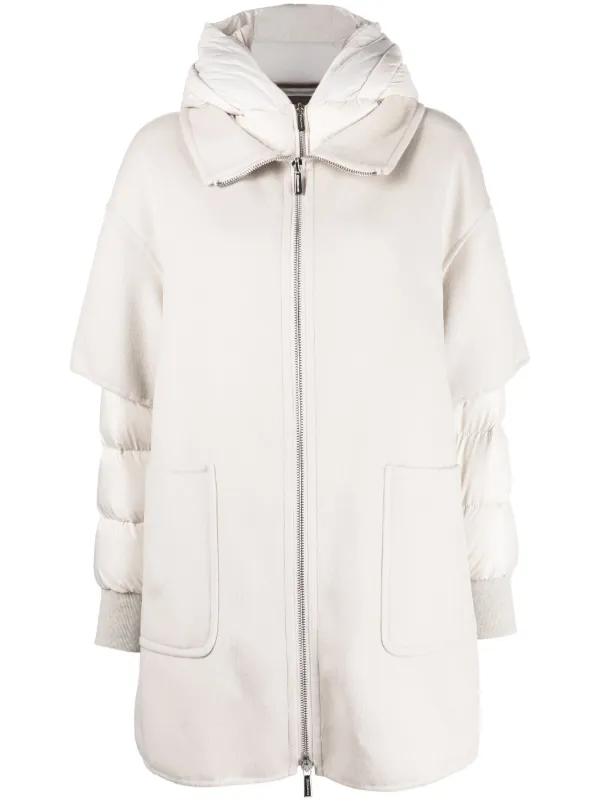 Moorer Layered Wool Puffer Jacket Neutrals FARFETCH IE