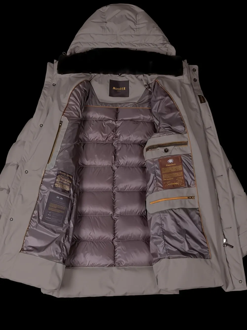 Moorer Saturno Hooded Padded Coat In Gray
