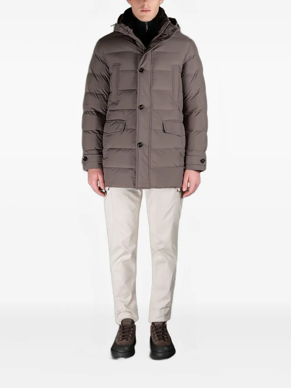 Moorer Saturno Hooded Padded Coat In Gray