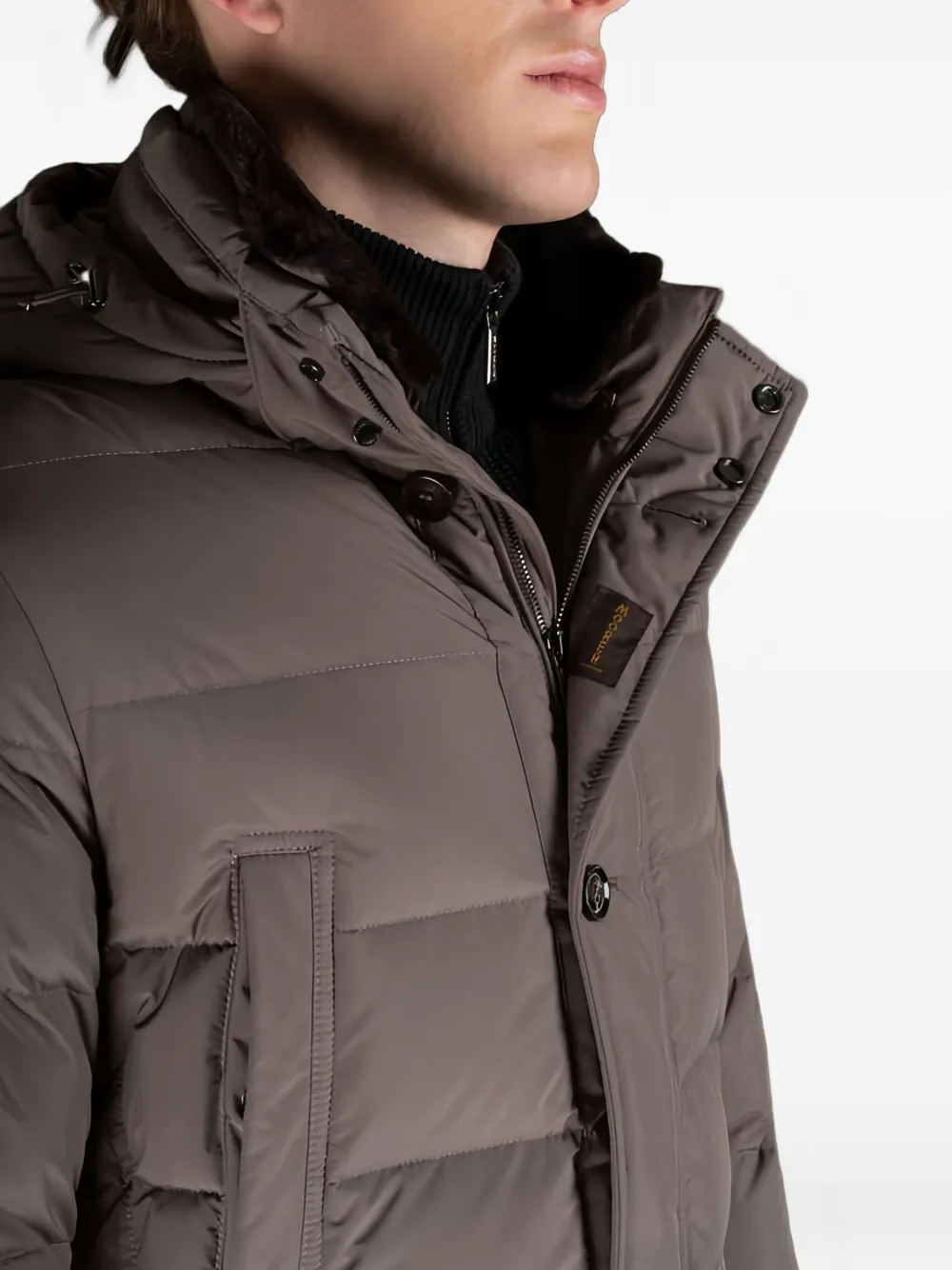 Moorer Saturno Hooded Padded Coat In Gray