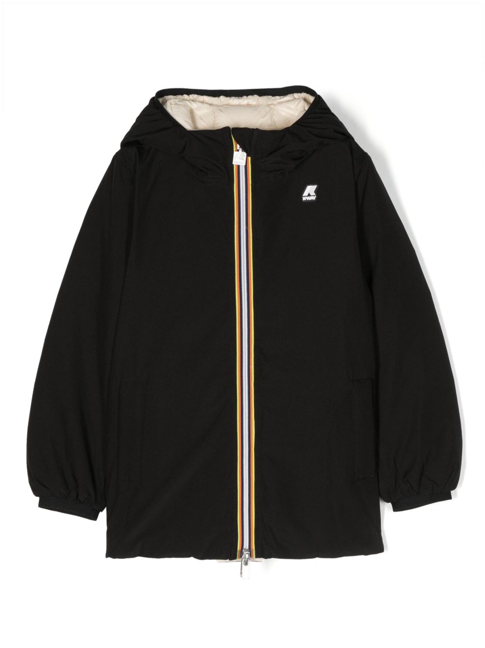 K Way Kids logo-patch hooded jacket - Black