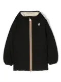 K Way Kids logo-patch hooded jacket - Black