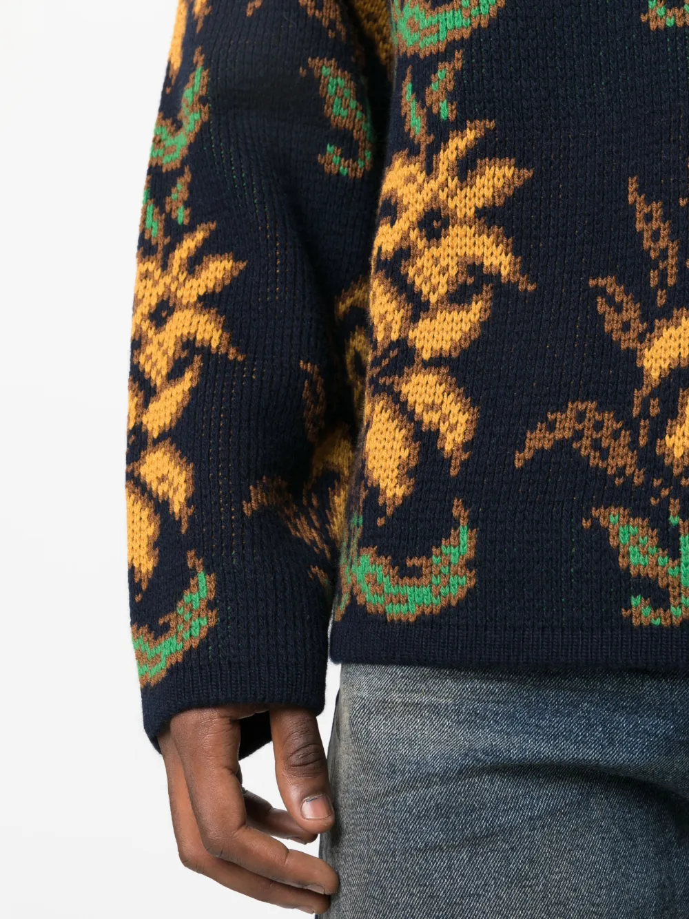floral intarsia-knit wool jumper