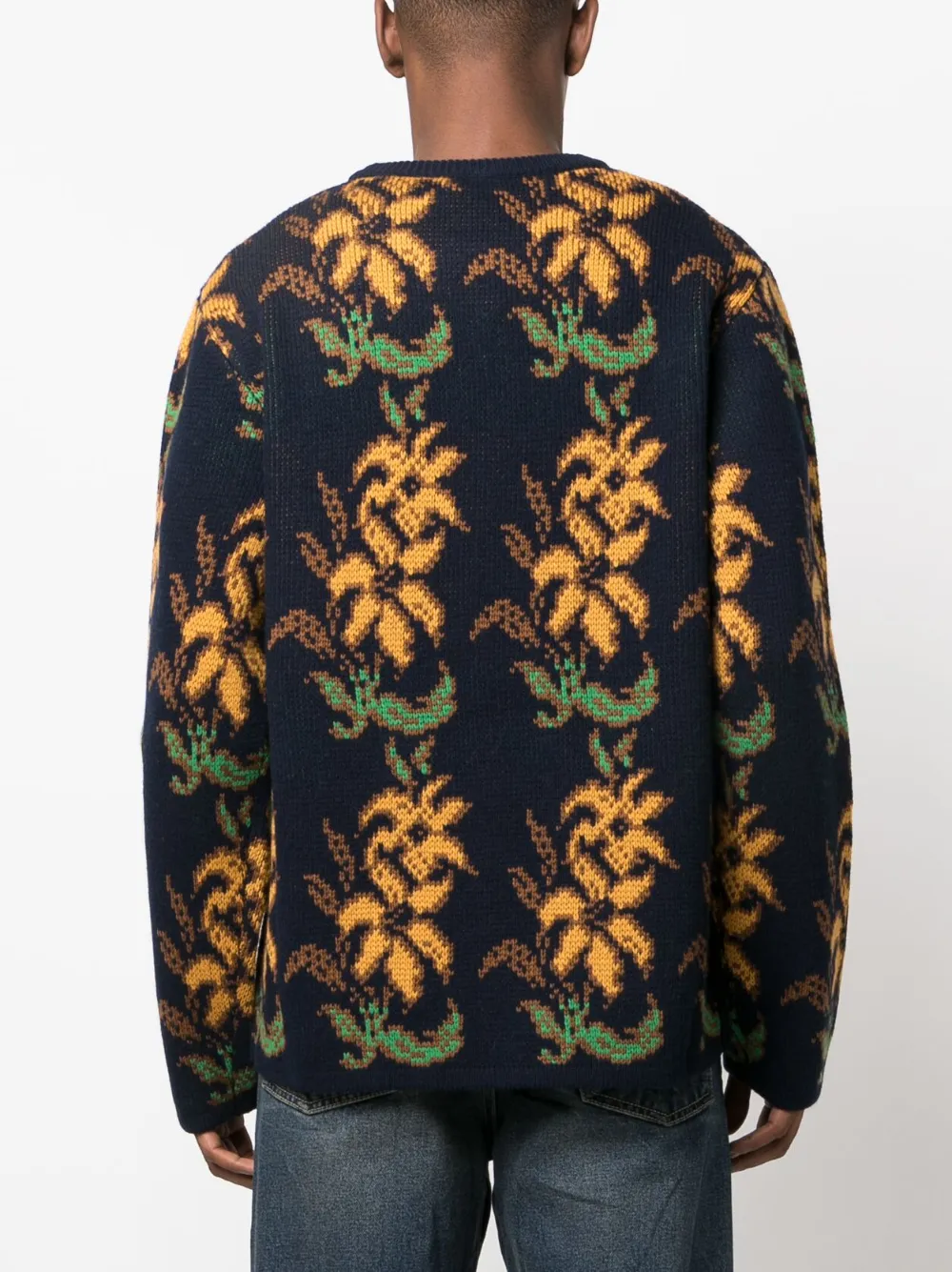 floral intarsia-knit wool jumper