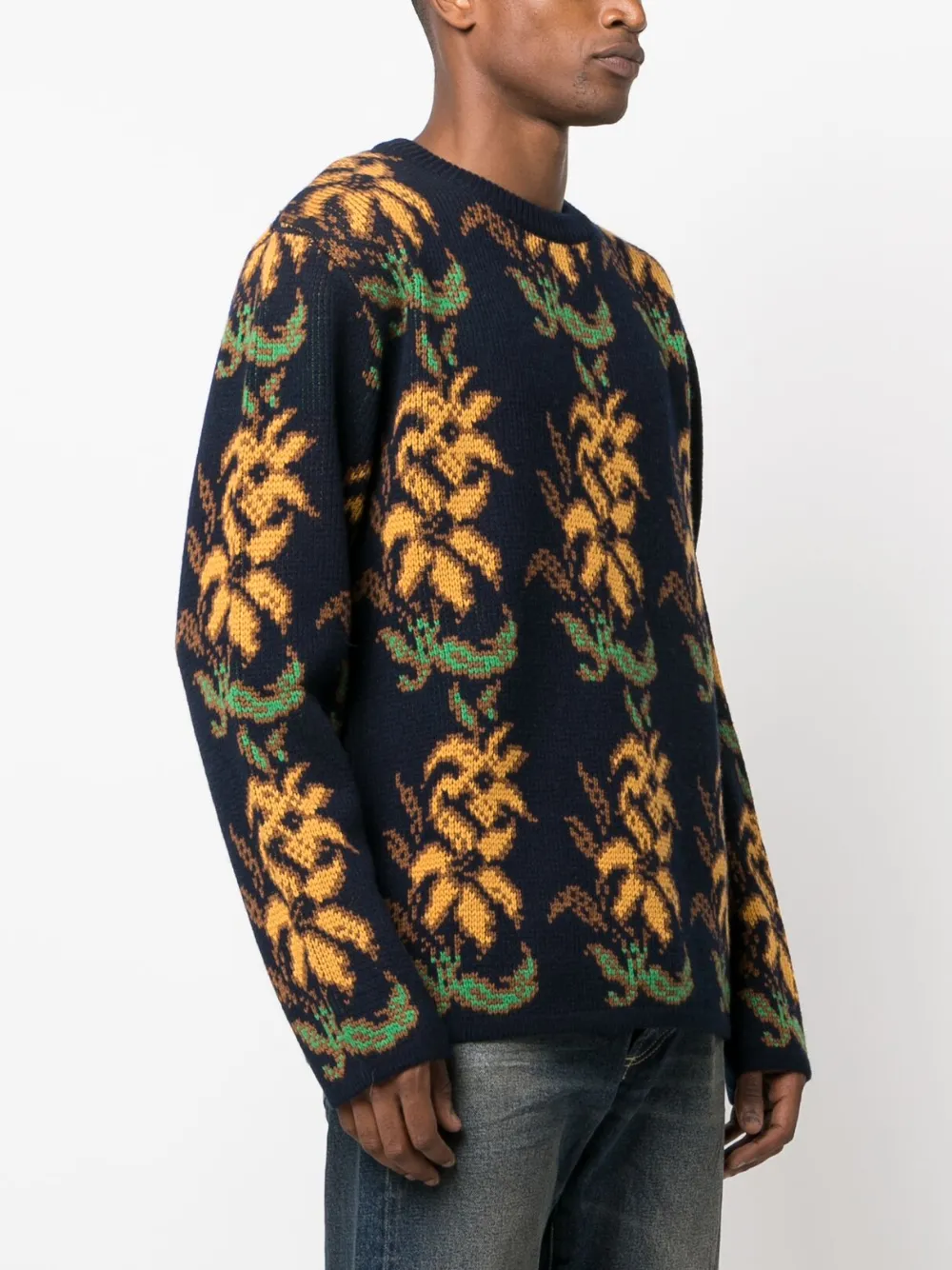 floral intarsia-knit wool jumper
