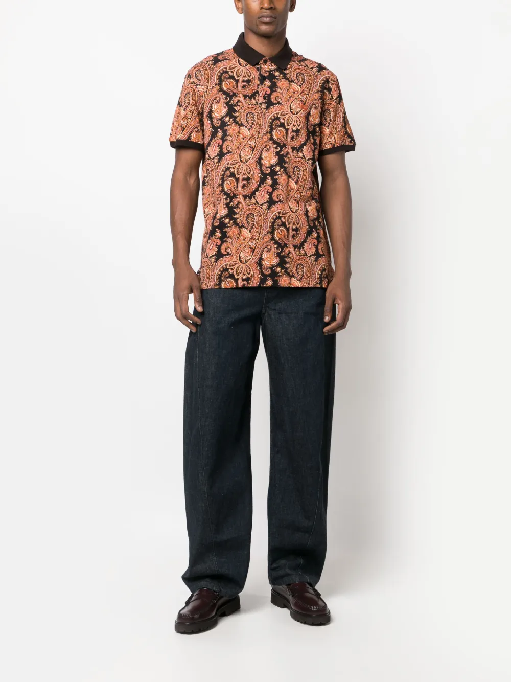 ETRO paisley-print cotton polo shirt - Oranje