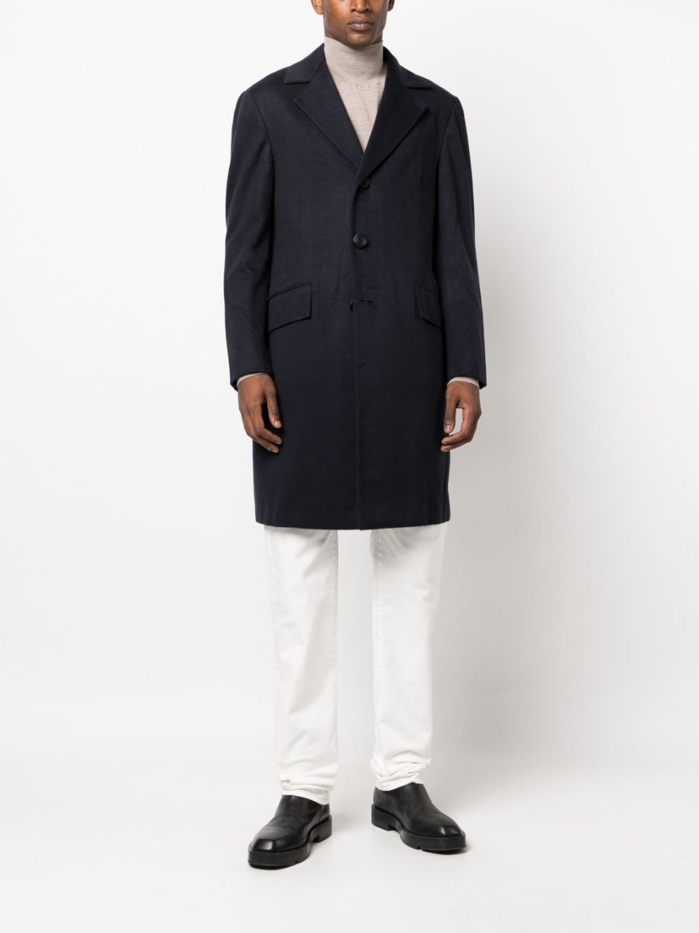 Kiton notched lapels single-breasted coat - Blauw