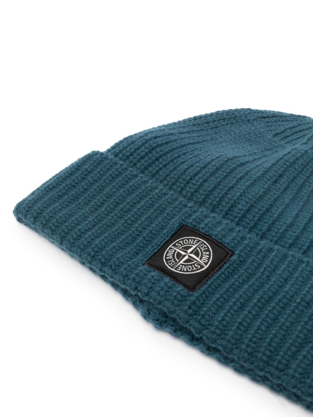 Stone Island Compass-patch ribbed-knit beanie - Blauw