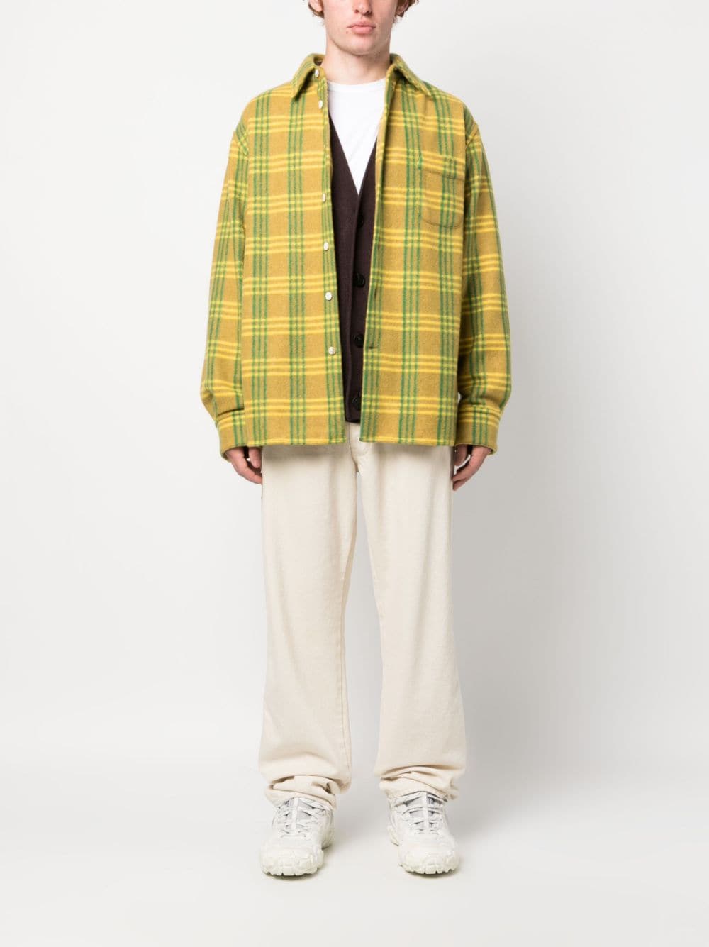 Marni plaid-check pattern flannel shirt - Groen