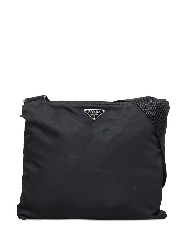 Prada Logo-plaque Crossbody Bag In Black