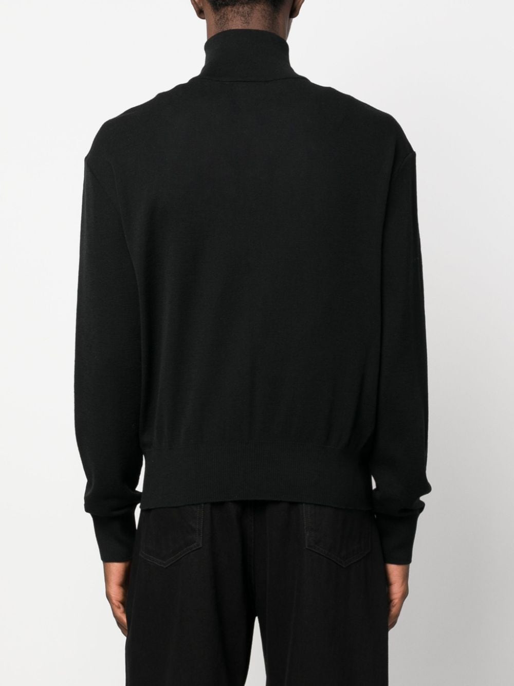 Shop Lemaire High-neck Wool Cardigan In Black