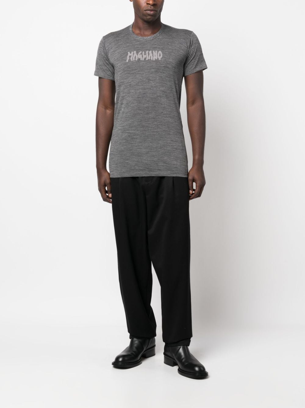 Shop Magliano Logo-print Mélange-effect T-shirt In Grey