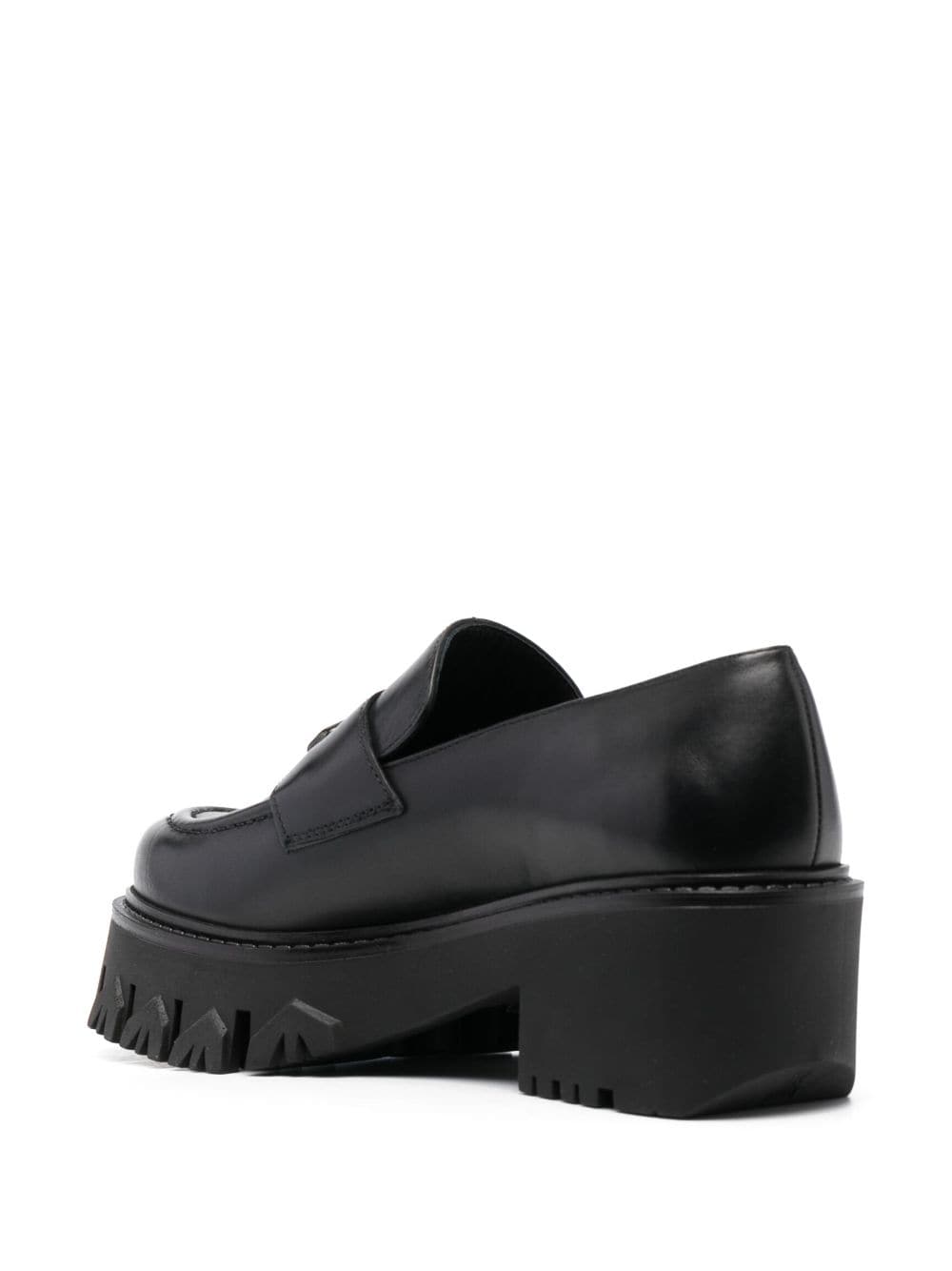 Shop Patrizia Pepe 60mm Logo-plaque Leather Loafers In Black