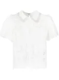 Self-Portrait faux-pearl detail guipure-lace blouse - White