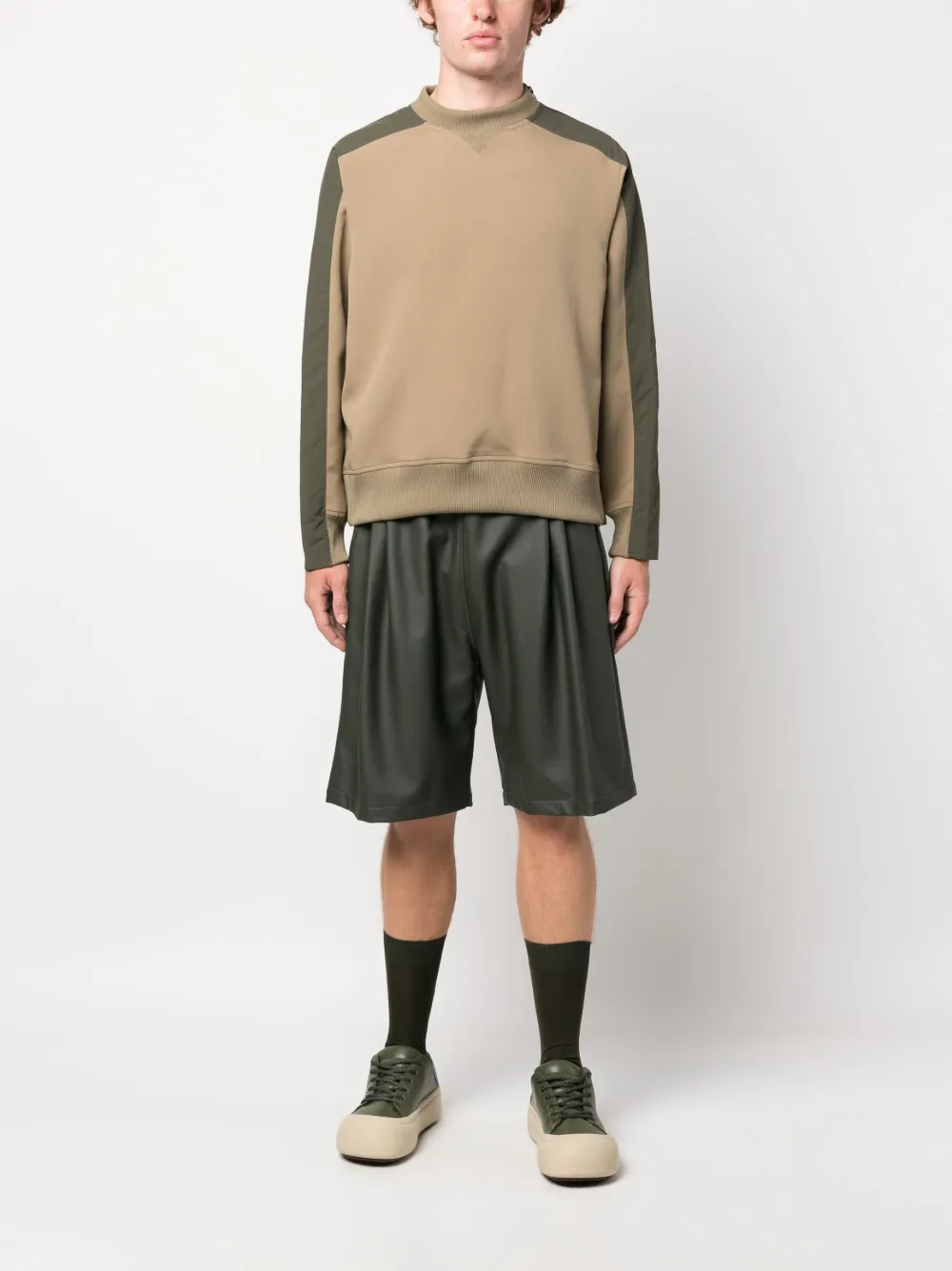 sacai zip-detail long-sleeve sweatshirt - Groen