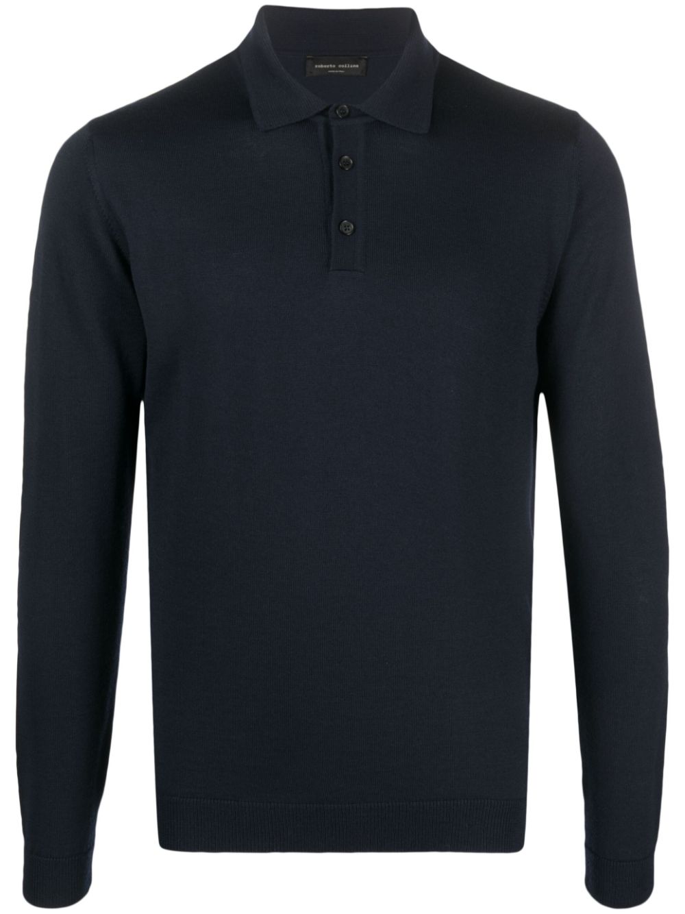 button-fastening merino polo shirt