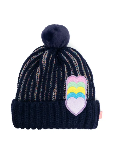 Billieblush gorro tejido de canalé con parche de corazón