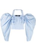 Jacquemus off-shoulder poplin blouse - Blue