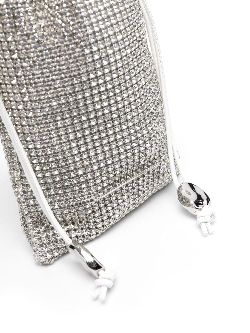 Shop Studio Amelia Pebble Crystal-embellished Pouch Crossbody Bag In 银色