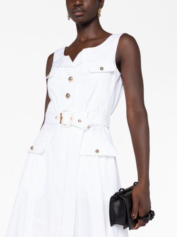 Alexander McQueen Belted cotton-poplin Midi Dress - Farfetch