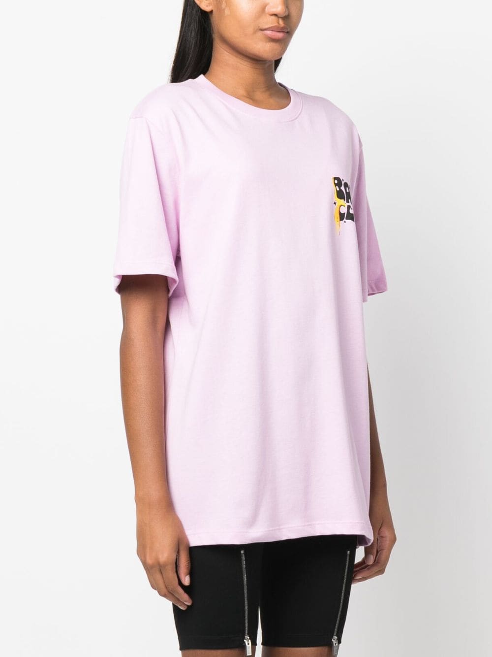 Shop Barrow Graphic-print Cotton T-shirt In Pink