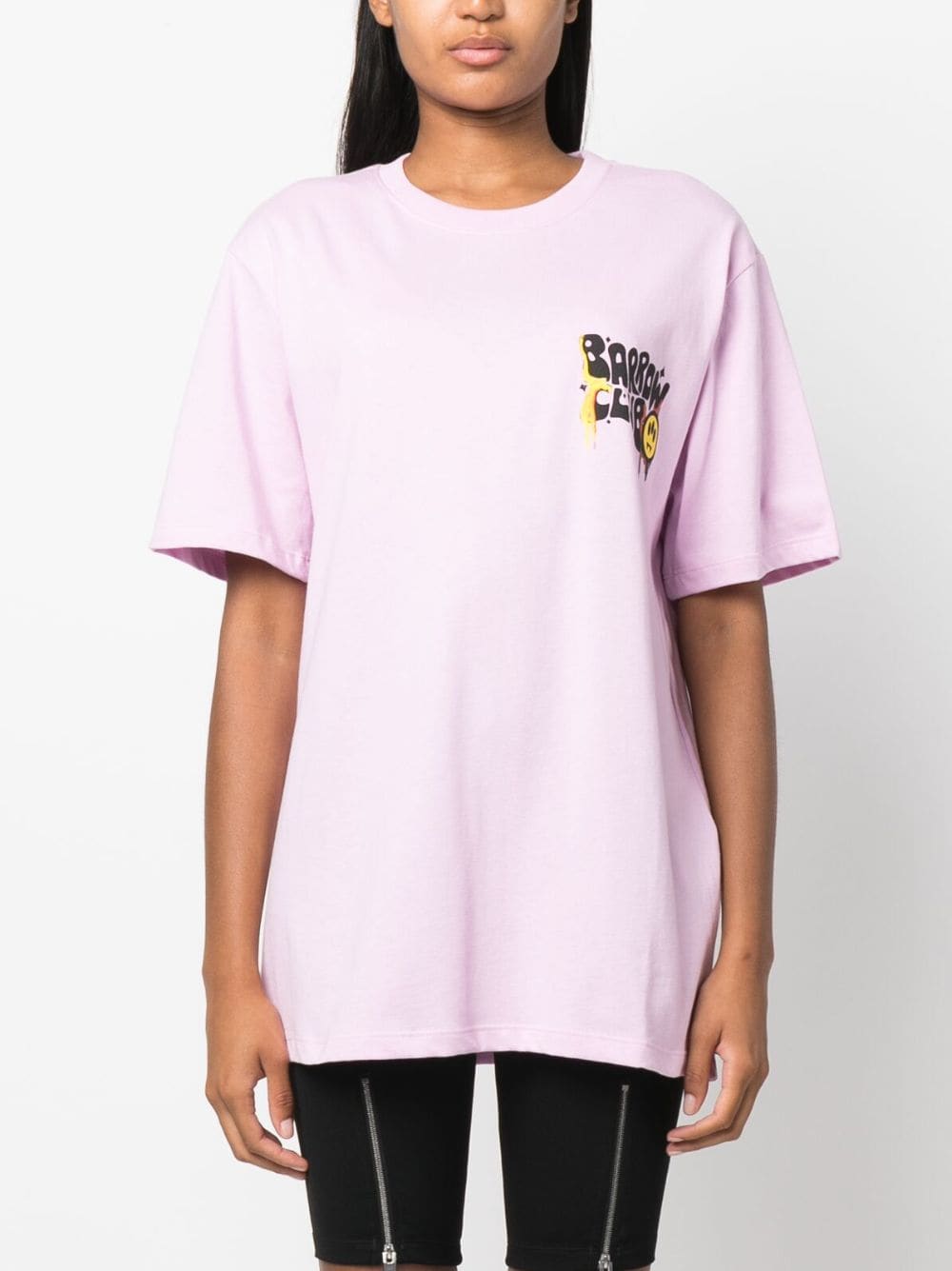 Shop Barrow Graphic-print Cotton T-shirt In Pink