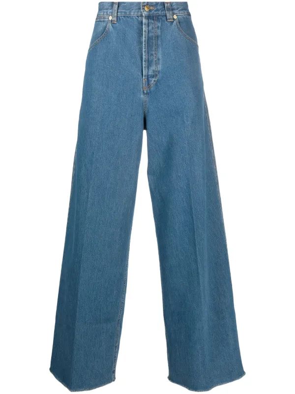 Gucci pressed-crease mid-rise wide-leg Jeans | ブルー | FARFETCH JP