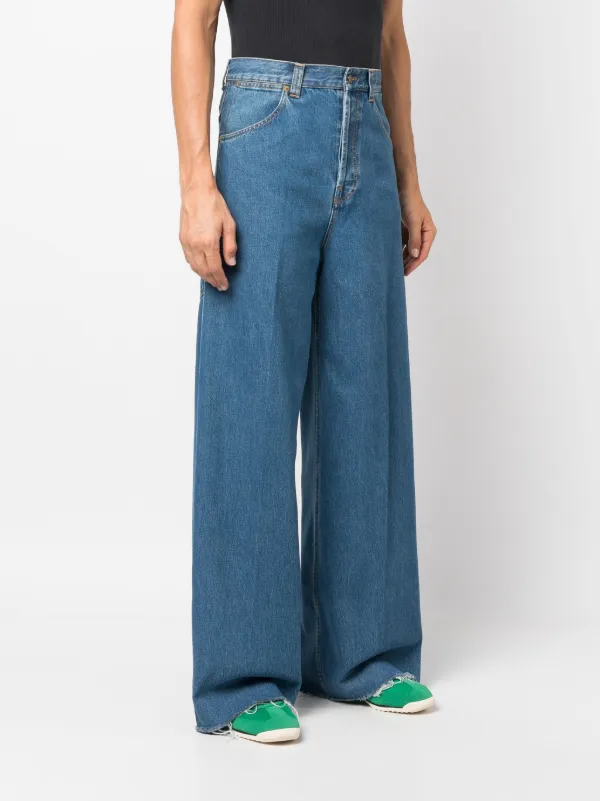 Gucci pressed-crease mid-rise wide-leg Jeans | ブルー | FARFETCH JP