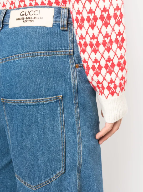 Gucci pressed-crease mid-rise wide-leg Jeans | Blue | FARFETCH