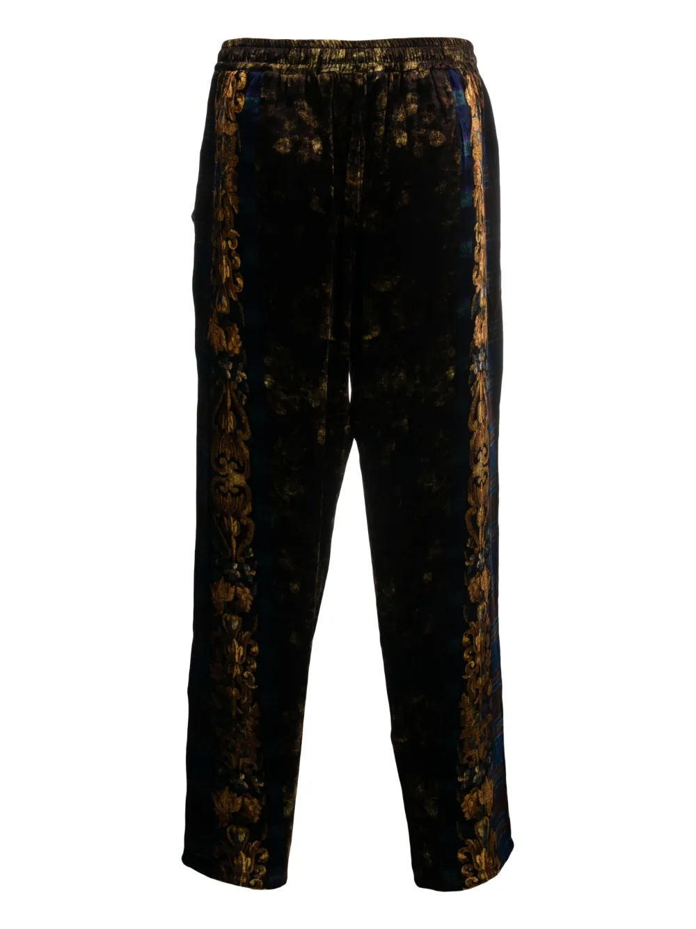 Pierre-Louis Mascia patterned-floral drawstring-waistband trousers - Zwart