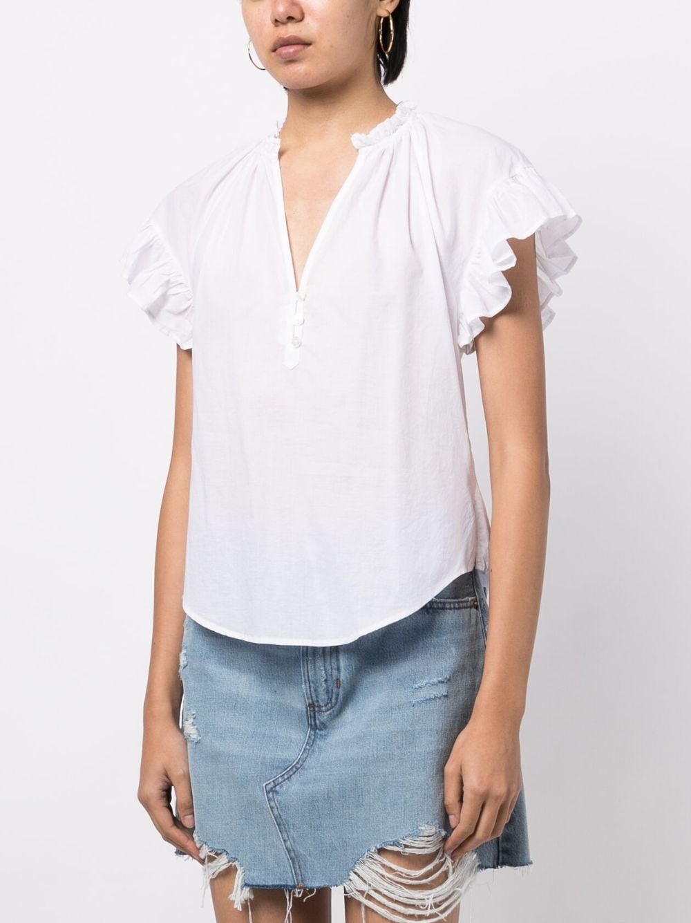 Shop Veronica Beard Milly Cotton Blouse In Weiss