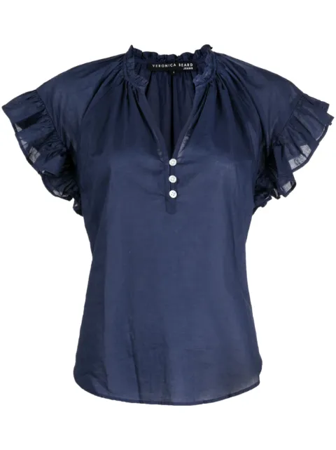 Veronica Beard ruffled-cuffs poplin shirt