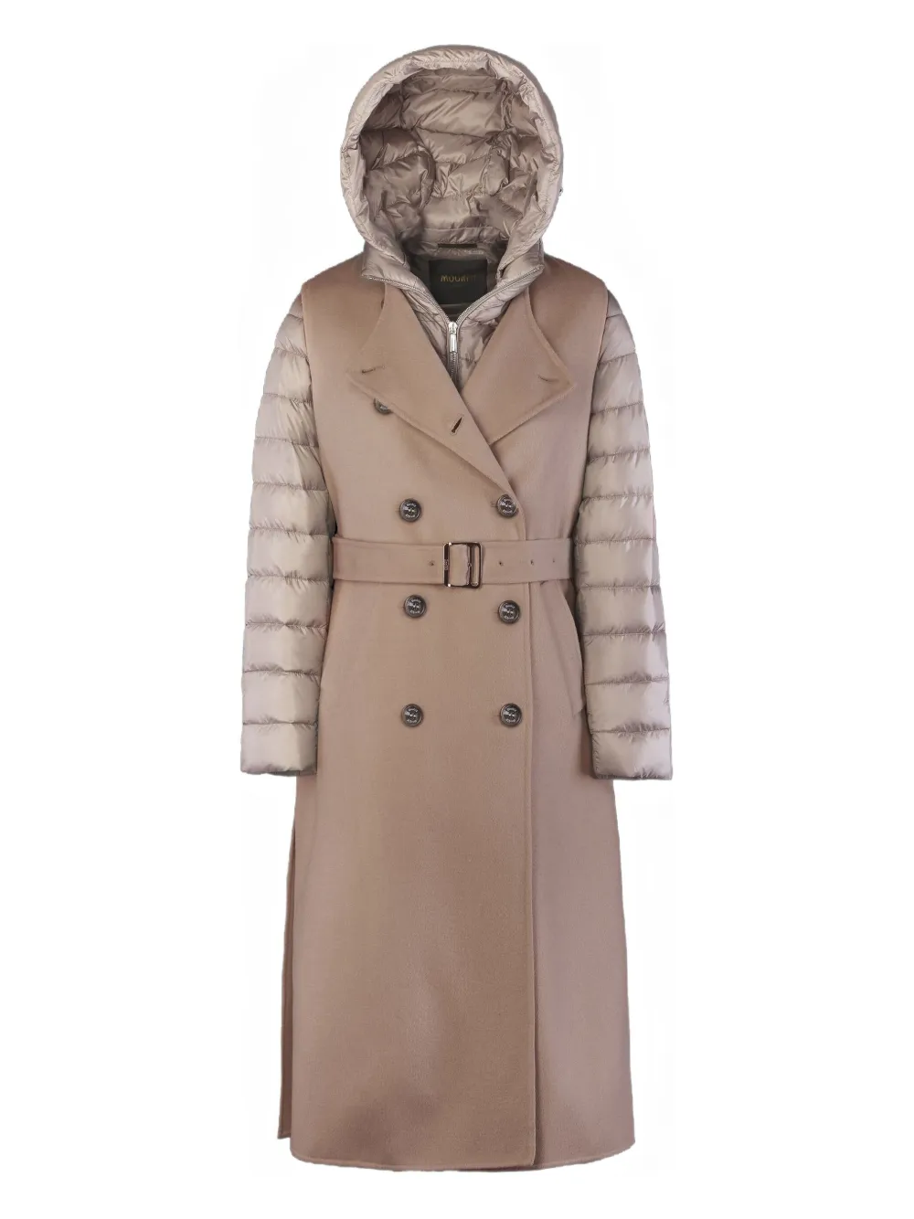 Moorer Double-breasted Belted Coat In Brown