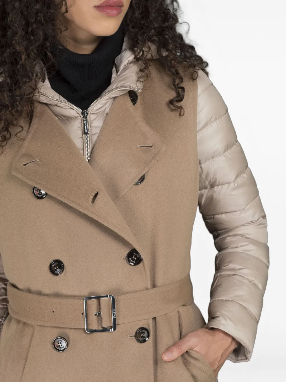 Moorer Double-breasted Belted Coat In Brown