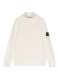 Stone Island Junior Compass-motif roll-neck jumper - White