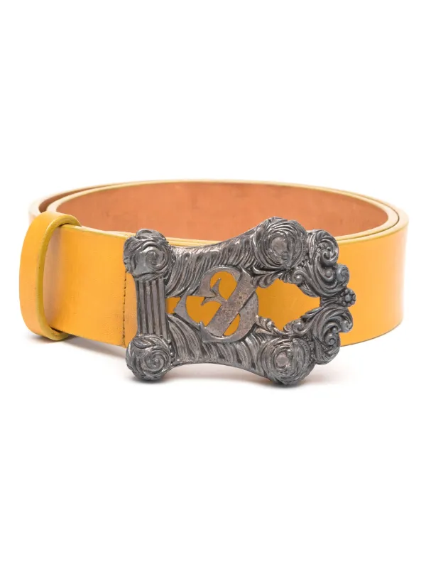 Gianfranco Ferré Pre-owned 2000s Logo-buckle Leather Belt in Yellow