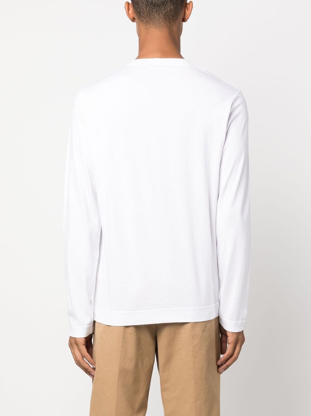 Shop Fedeli Long-sleeved Cotton T-shirt In 白色