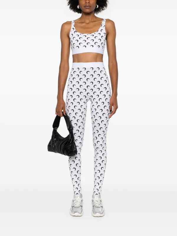 Marine Serre Crescent moon-print Leggings | White | FARFETCH