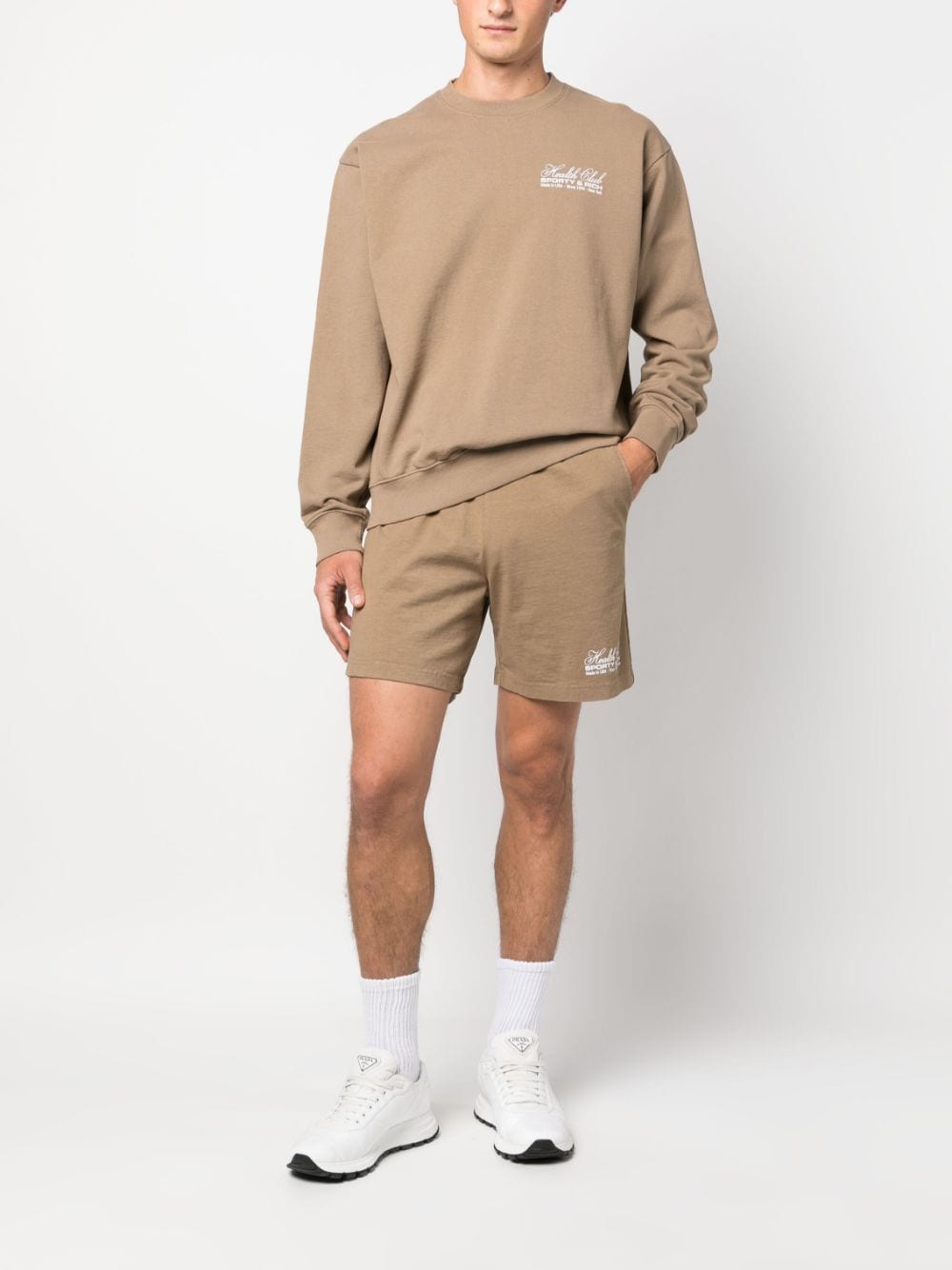 Shop Sporty And Rich Health Club Cotton Sweatshirt In Brown