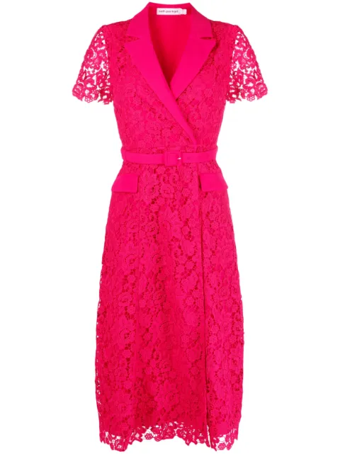 Self-Portrait belted lace midi dress