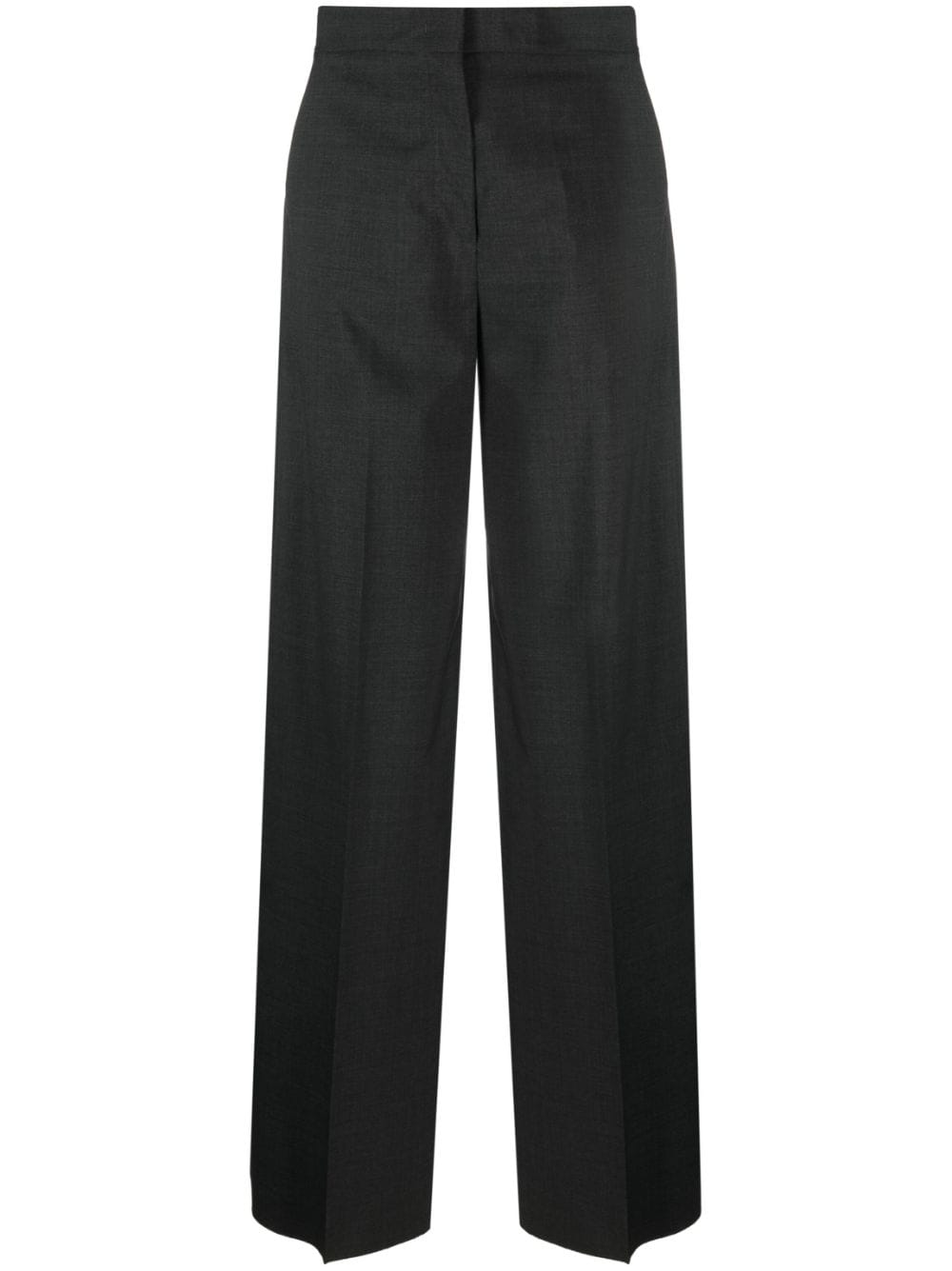 Max Mara High-waist Virgin Wool Palazzo Trousers In Grey
