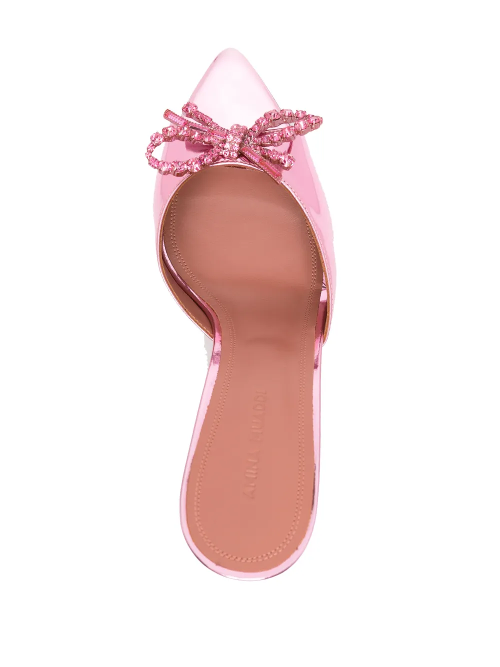 Amina Muaddi Rosie 95mm bow leather mules Roze