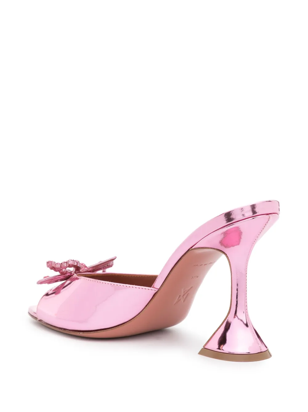 Amina Muaddi Rosie 95mm bow leather mules Roze