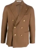 Tagliatore brooch-detail double-breasted blazer - Brown