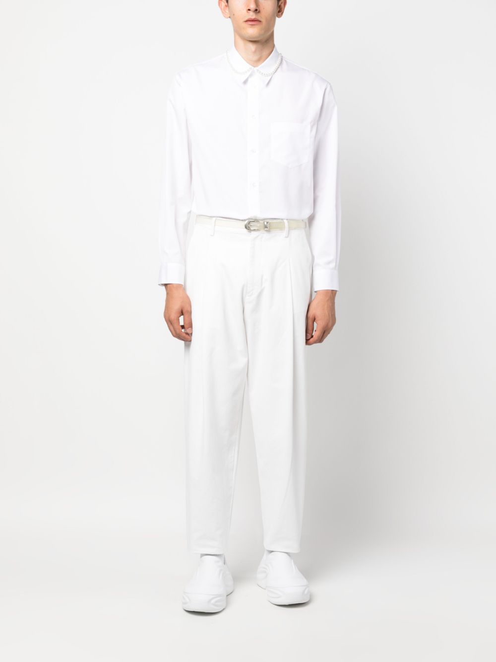 Simone Rocha beaded-collar cotton shirt - Wit