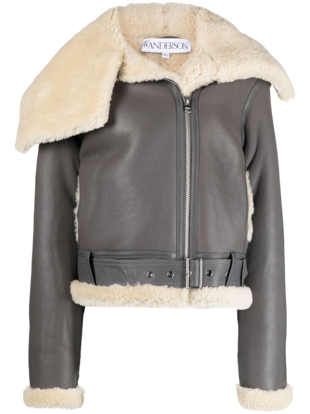 Jacke fleece-collar leather coat